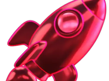 Neon rocket taking off, representing a new Ybets account
